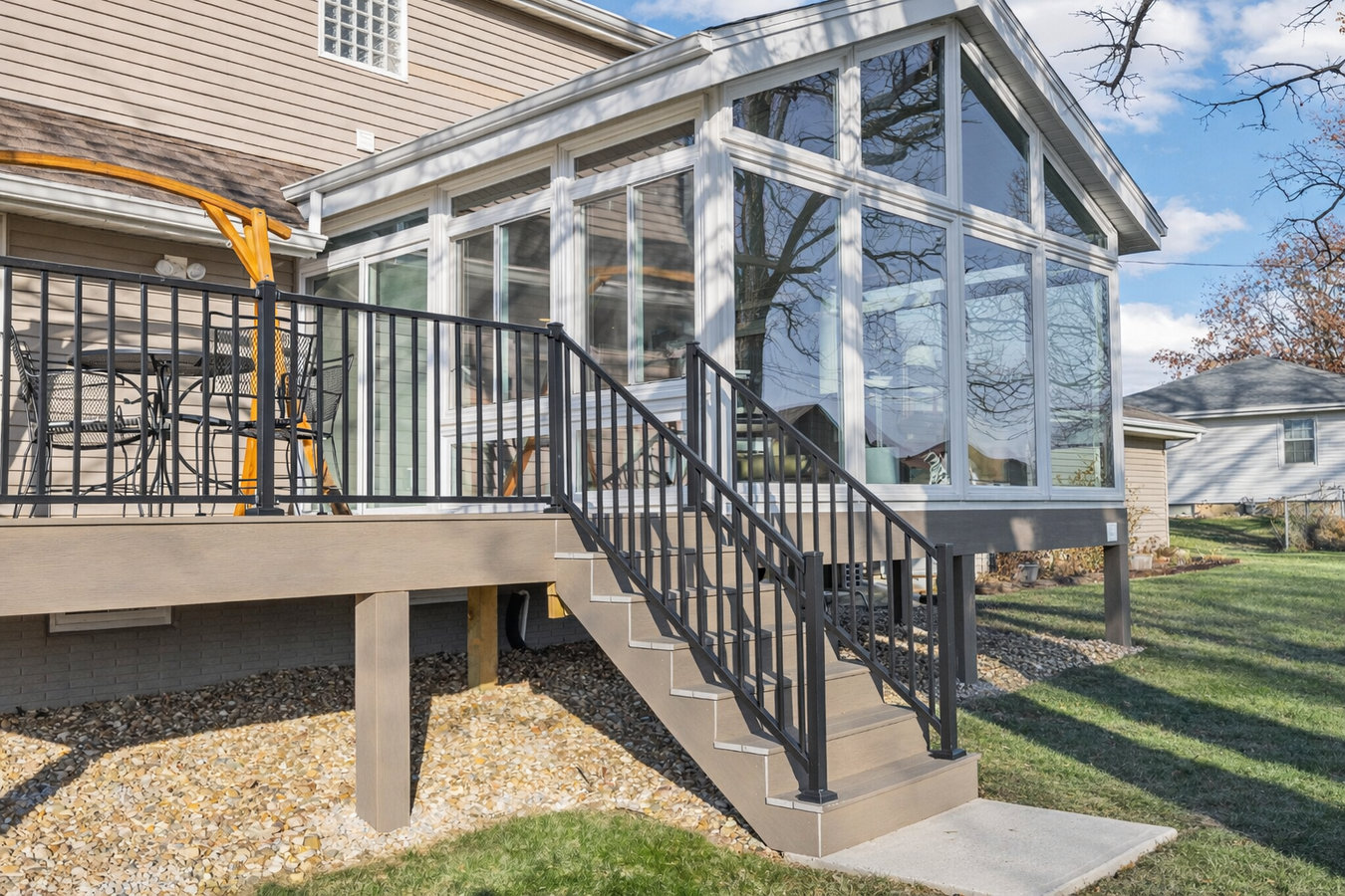 Patio-to-sunroom conversion